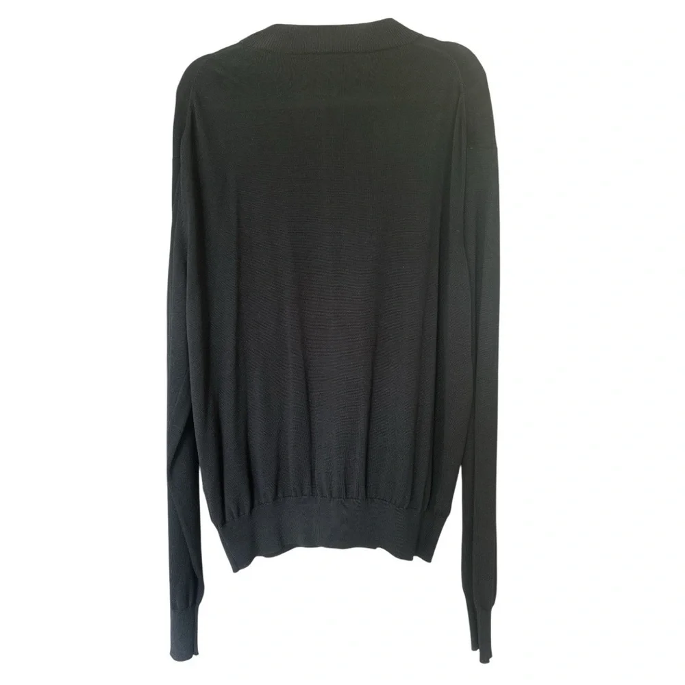 Men's Black Silk & Cotton Sweater Preppy Academia Neutral Layer Sz XL